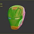 Detailed Iron Man Helmet With Red And Gold Design And Glowing Eyes 3D Render