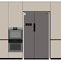 Modern Kitchen Cabinets With Built in Oven And Side by Side Refrigerator 3d model