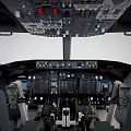 Modern Aircraft Cockpit Interior With Control Panels Instrument Displays Flight Controls And Seats