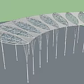 Modern Leaf Shaped Pergola With Slender Steel Columns For Outdoor Landscape