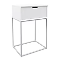Modern White Bedside Table With Metal Frame And Single Drawer 3d model