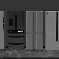 Various Refrigerator Freezer Models Featuring Double Door Side By Side And Drawer Designs 3d model