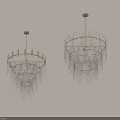 Modern Crystal Chandeliers With Hanging Transparent Elements And Golden Ceiling Mounts