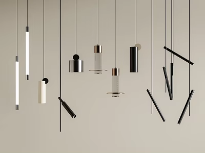Modern Minimalist Pendant Lights With Various Geometric Shapes And Metallic Finishes 3d model