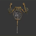 Four Legged Mechanical Character With Yellow Metal Body And Cannon Sci Fi Design