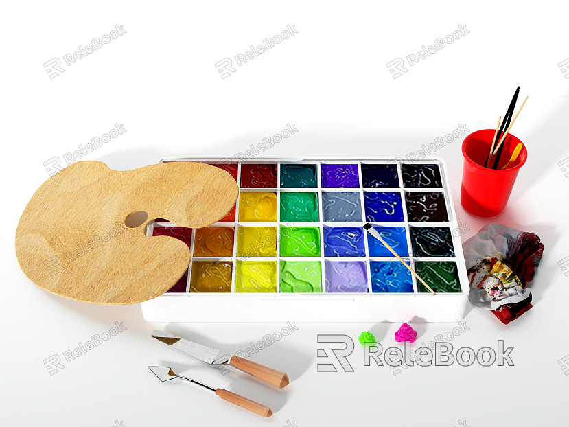 Modern pigment paint box drawing board model