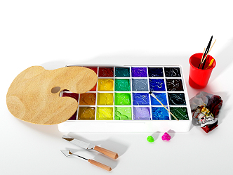 Modern pigment paint box drawing board 3d model