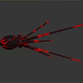 Black and Red Spider with Shiny Legs and Decorative Design 3D Render on Gray Background