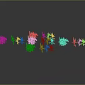 Green Plants With Different Sizes Shapes And Yellow Flowers Arranged On Gray Background With Reflections