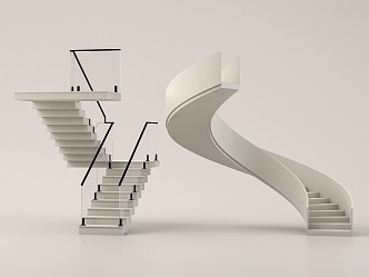 modern stair glass handrail stair corner stair railing handrail 3d model