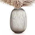 Elegant Silver Striped Glass Vase with Pampas Grass for Modern Home Decor