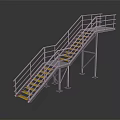 Industrial Metal Staircase With Yellow Steps And Metal Handrails Frame Design