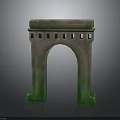 Decorative Arch Architectural Component With Green Base Gray Top And Small Square Openings 3d model