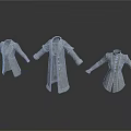 Simple Designed Three Silver Coat Models With Long And Short Styles For Daily Use 3d model