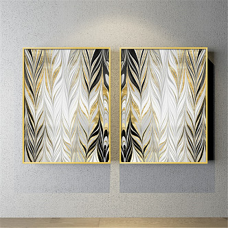 Modern abstract painting gold and silver commercial space abstract color block decorative painting 3d model