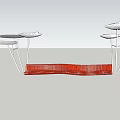 Red Modern Pergola Structure With Multiple Circular Canopies And Geometric Design 3d model