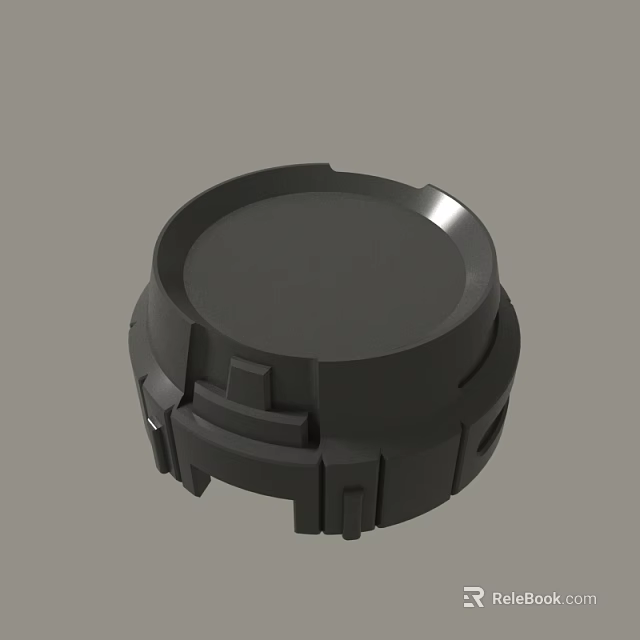 Black Circular Industrial Mechanical Component With Structural Details And Precision Design 3d model