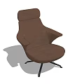 Comfortable Brown Single Sofa With Modern Design Ergonomic Armrests And Swivel Base 3d model