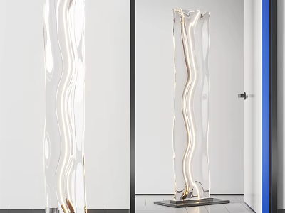 Modern Wavy Glass Floor Lamp With Curved Design For Interior Space Decoration 3d model