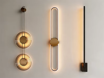 Modern Stylish Wall Lamps With Geometric Shapes And Metallic Accents For Home Decor 3d model