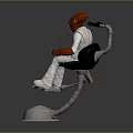 Red Skinned Alien Game Movie Character In White Outfit Sitting Holding Tablet With Back Tube