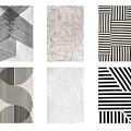 Modern Square Rugs Featuring Various Geometric Patterns And Abstract Black White Designs 3d model