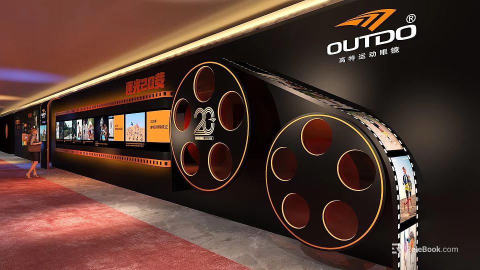 OUTDO 28th Outdoor Sports Gear Activity Exhibition Wall With Film Reel Decorations 3d model 