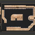 Cartoon Skate Park Scene With Wooden Ramps Platforms And Black Surface