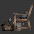 Wooden Garden Bench With Metal Watering Can Cushion And Apple Basket