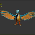 Flying Animal Kingfisher With Blue Head Orange Spread Wings Standing On Black Surface And Reflection