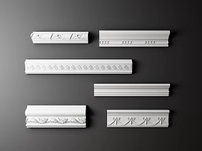 Various Styles Of Decorative Gypsum Moldings With Ornate Details For Interior Decoration 3d model