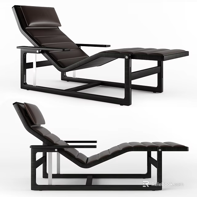 Modern Leather Lounge Chair With Black Metal Frame And Sleek Design 3d model 