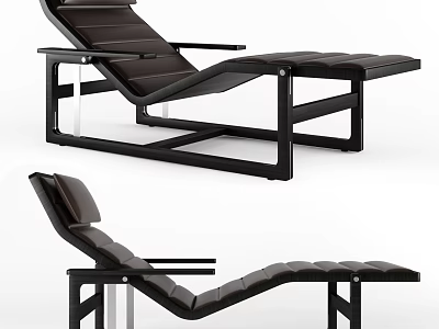 Modern Leather Lounge Chair With Black Metal Frame And Sleek Design 3d model