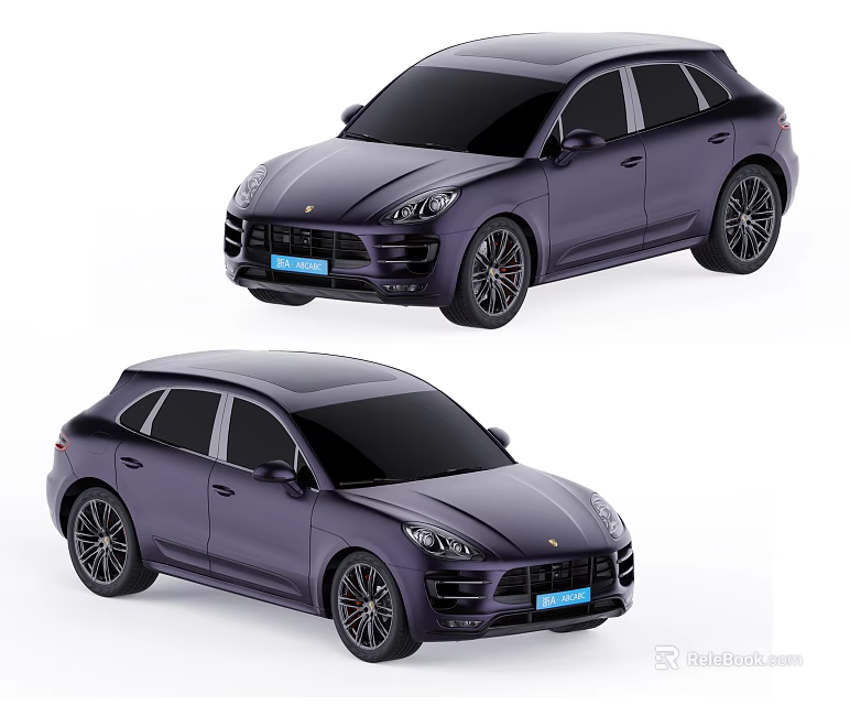 Two Dark Purple Sporty SUVs With Modern Exterior Design And Alloy Wheels 3d model 