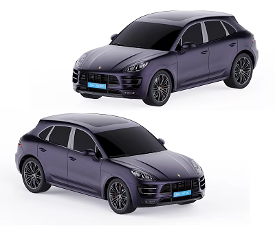 Two Dark Purple Sporty SUVs With Modern Exterior Design And Alloy Wheels 3d model