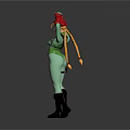 3D Game Animation Character With Green Bodysuit Red Gloves Blonde Hair And Black Boots