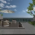 Modern Coastal Terrace Landscape Garden With Cozy Outdoor Lounge Furniture Overlooking Stunning Panoramic Sea View