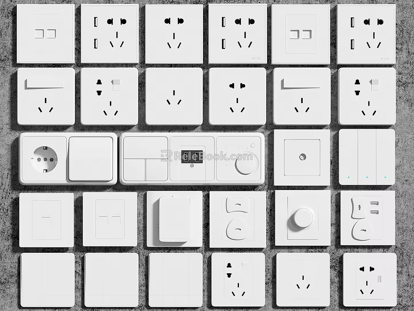 Modern socket switch panel 3d model