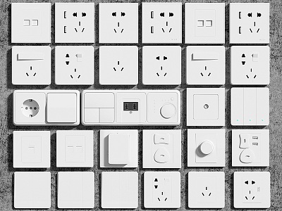 Modern socket switch panel 3d model