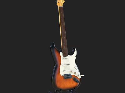 Vintage Style Electric Guitar Sunburst Finish with Maple Neck and Single Coil Pickups for Music 3d model