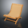 Simple Modern Lounge Chair With Woven Rattan Seat And Wooden Frame