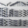 Various Staircase Designs Featuring Different Architectural And Structural Elements 3d model