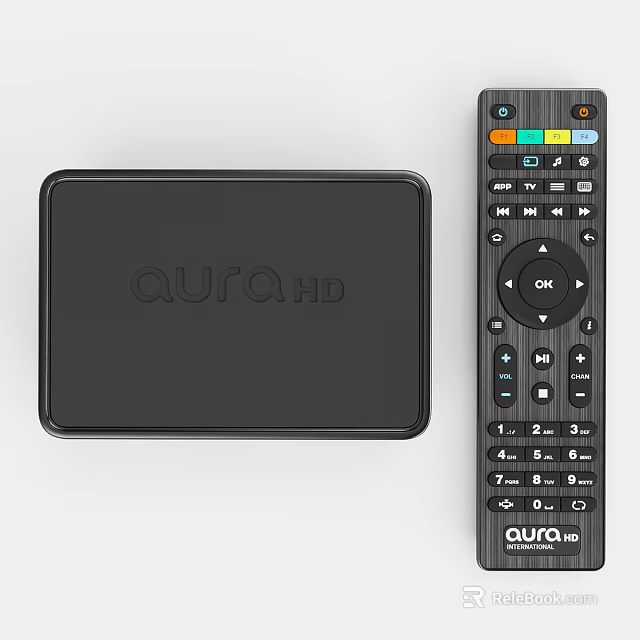 Modern Black Television with AURA HD Streaming Device and Remote Control 3d model