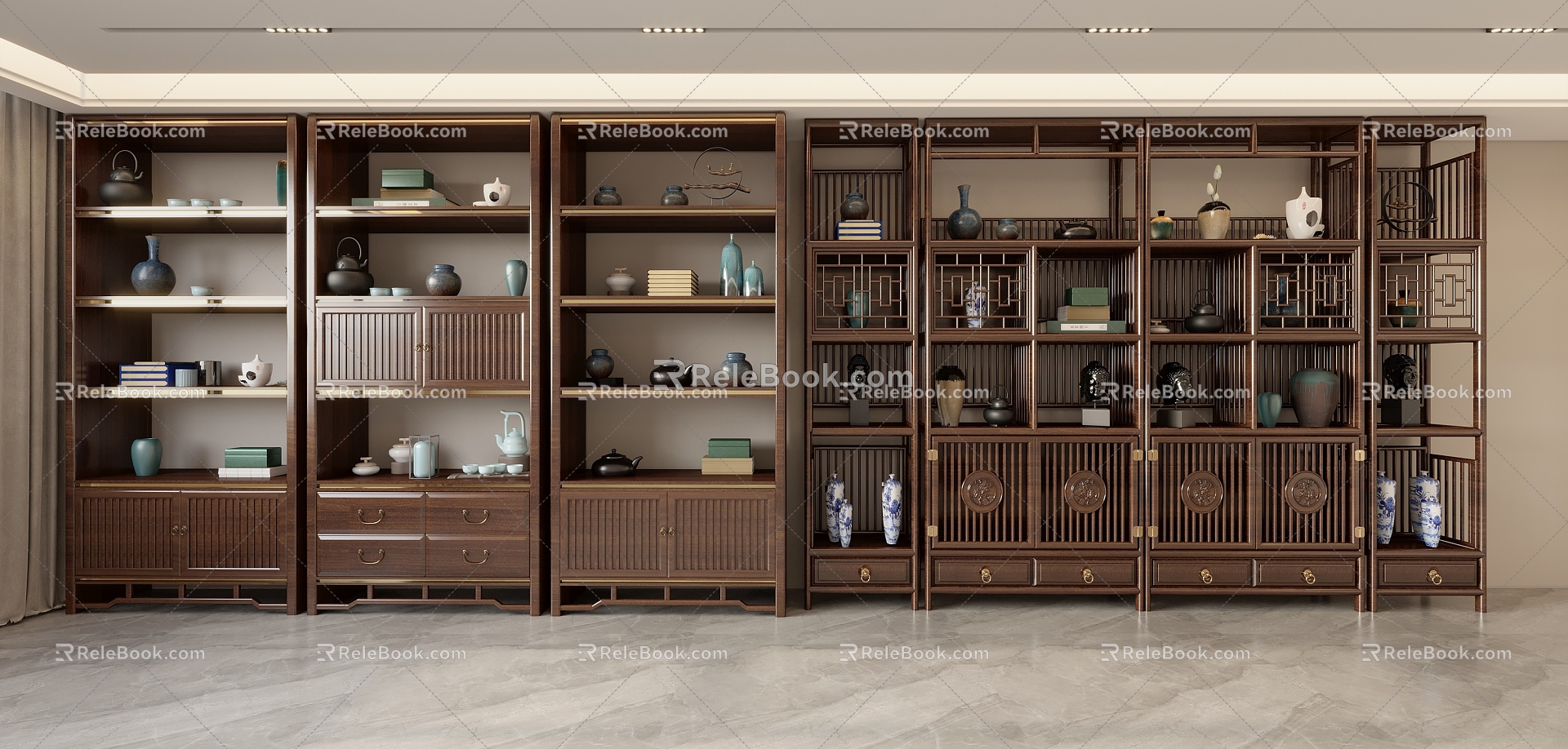 New Chinese Bookcase 3d model