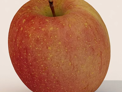 Fresh Red Yellow Apple With Brown Stem And Yellow Spots On Surface 3d model
