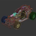 Off Road Buggy With Roll Cage Frame Open Design And Large Tires 3d model