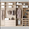 Stylish Light Wooden Wardrobe With Spacious Storage For Neatly Placed Clothes Bags Shoes And Accessories