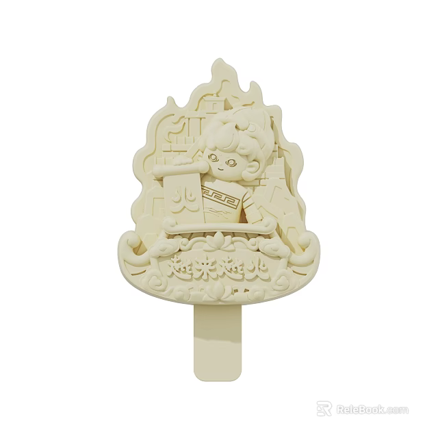 Cute Cartoon Shaped Ice Cream With Child Figure And Better And Better Text 3d model 