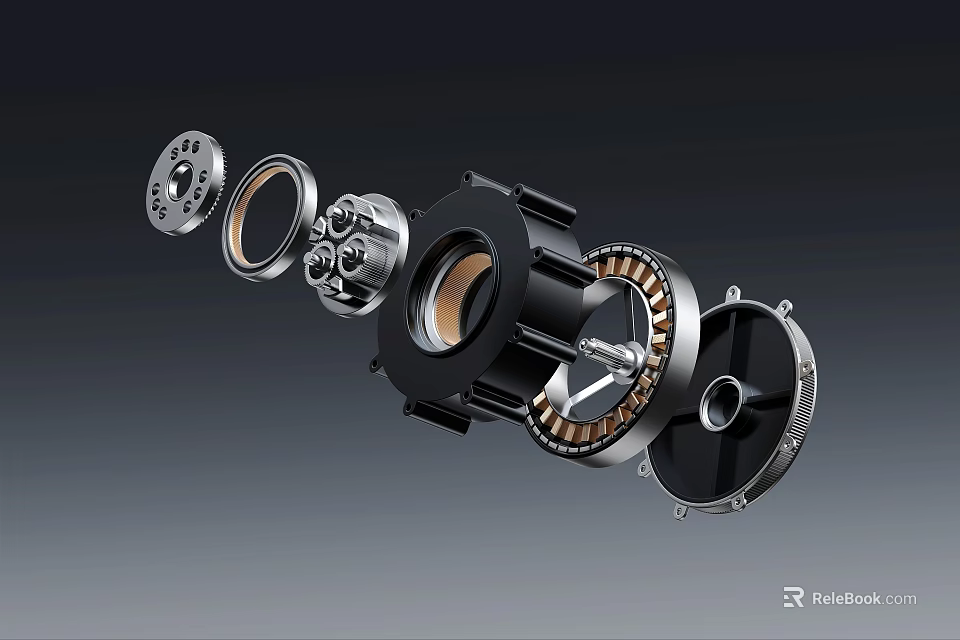 Smart Machine Exploded View Showing Internal Gears Bearings And Mechanical Components 3d model 
