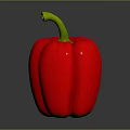 Fresh Shiny Red Bell Pepper With Green Stem On Dark Background